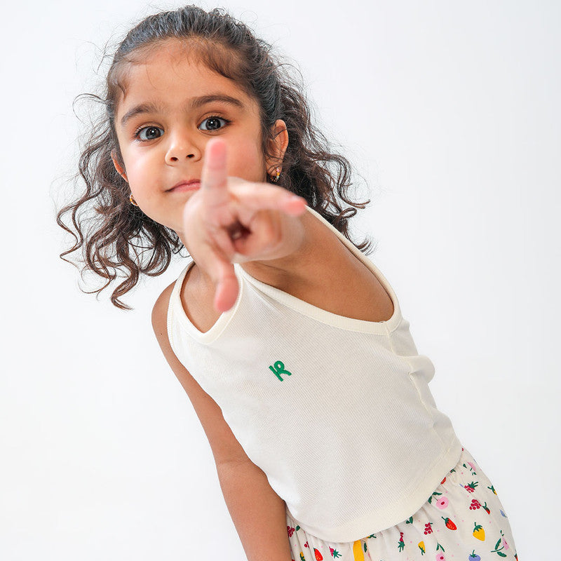 White Logo Embroidered Tank
