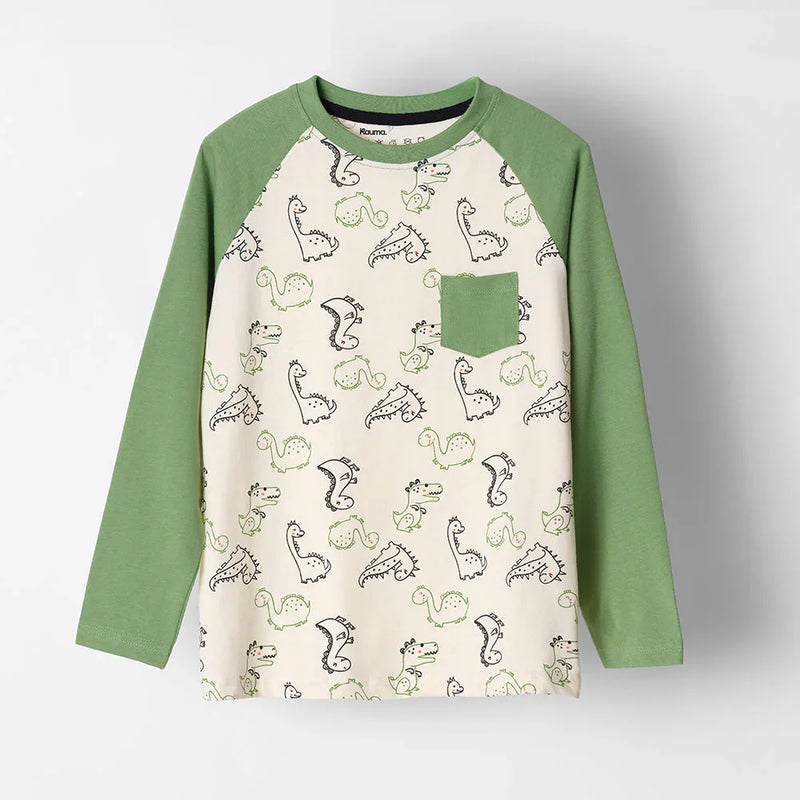 Raglan Dino Printed Tshirt