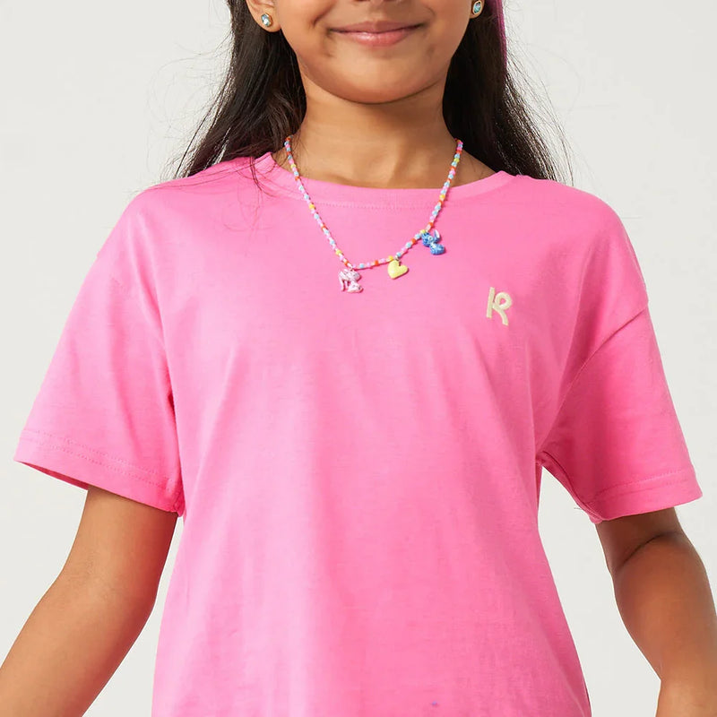 Pink Logo Embroidered Tshirt
