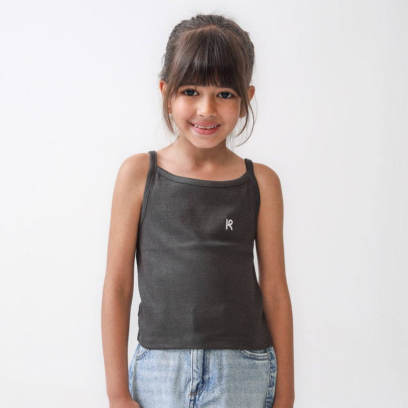 Black Logo Embroidered Tank