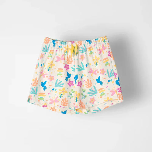 White Printed Shorts