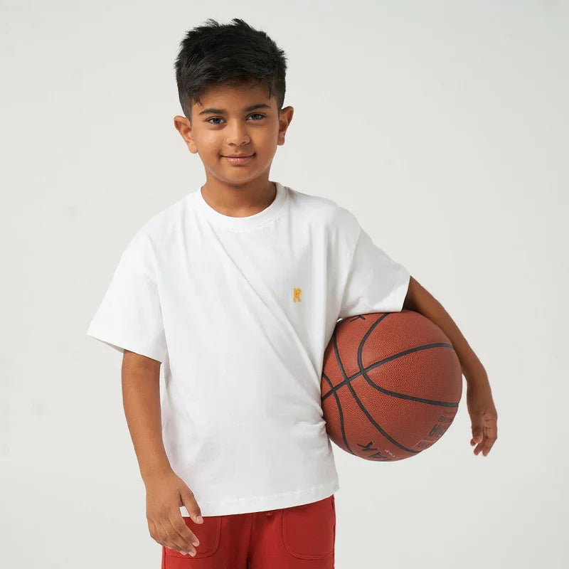 White Logo Embroidery Tshirt