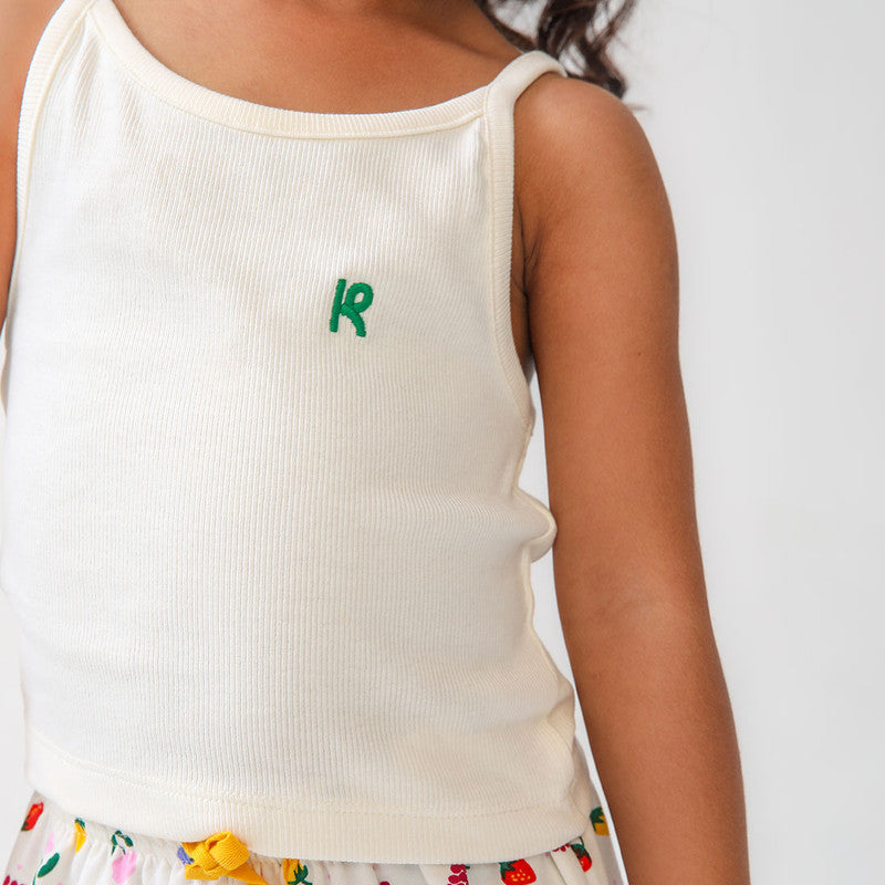 White Logo Embroidered Tank
