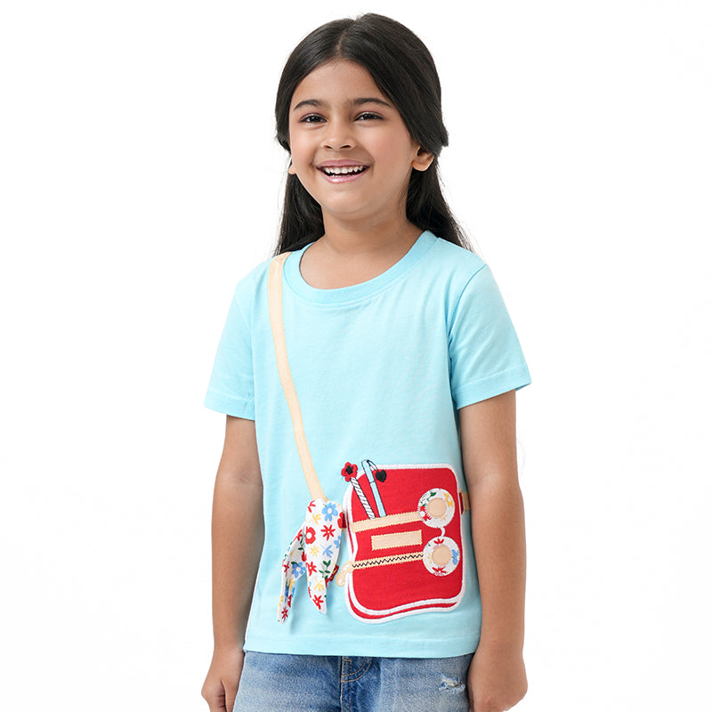 Blue Bag Applique Tshirt
