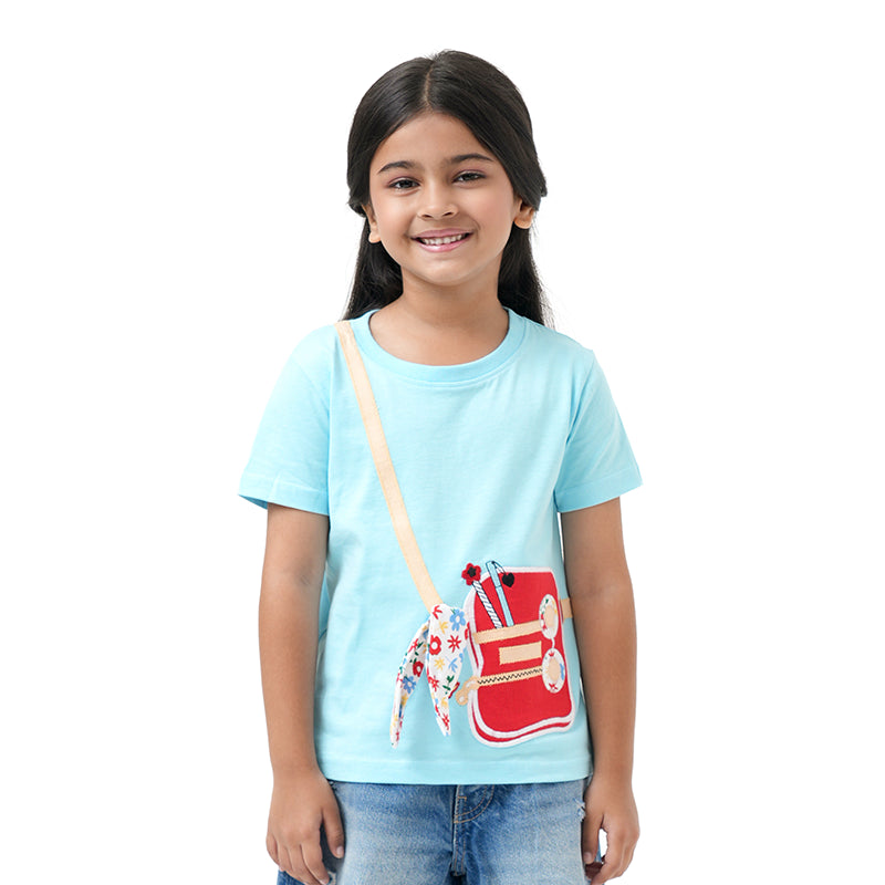 Blue Bag Applique Tshirt