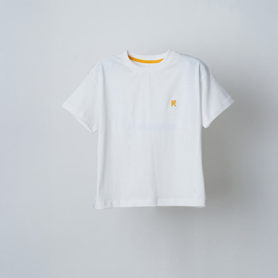 White T-shirt & Rust Shorts Set