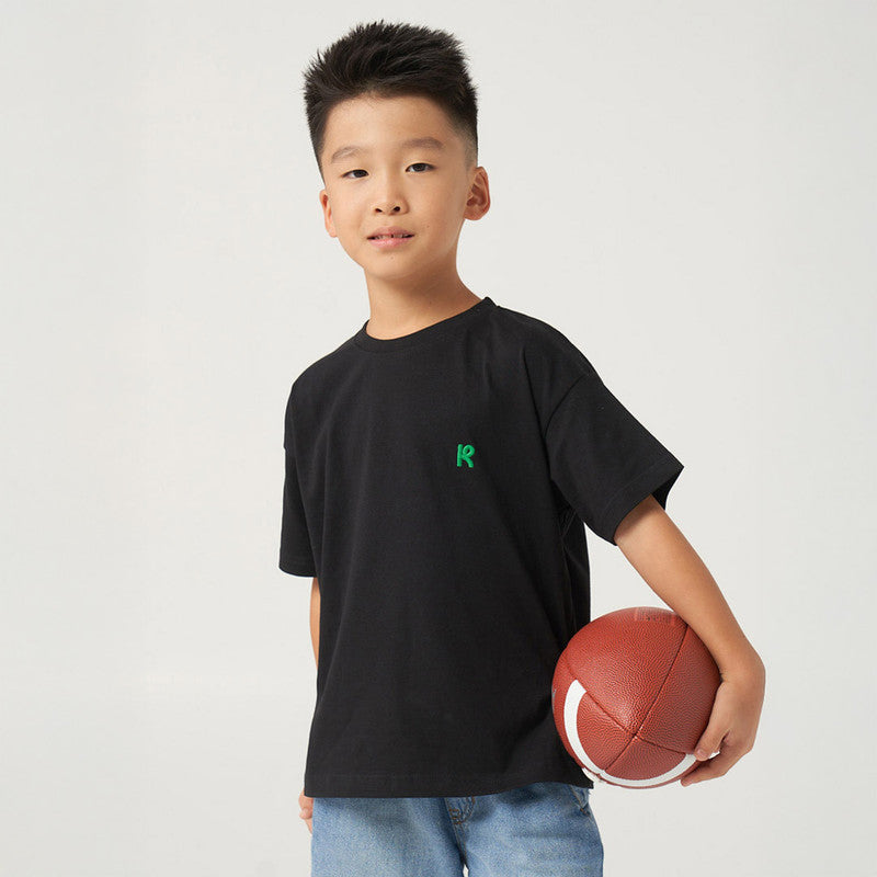 Black Logo Embroidery Tshirt