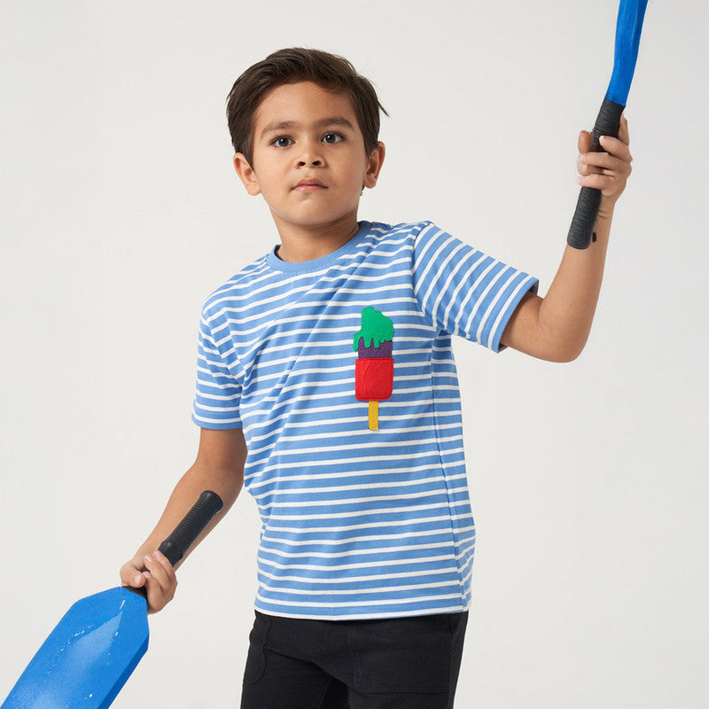 Blue Striper Applique Tshirt