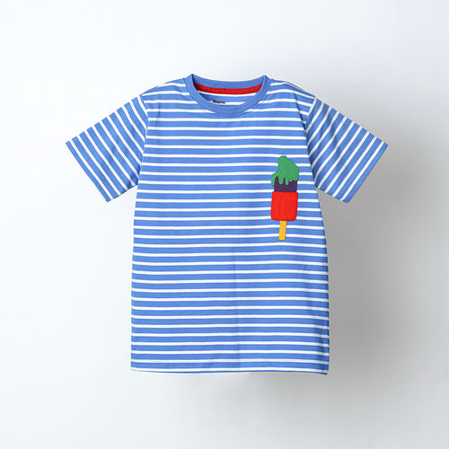 Blue Striper Applique Tshirt