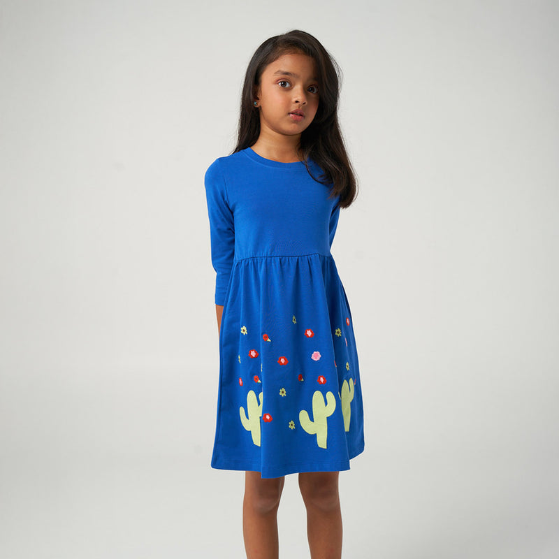 Blue Applique Dress