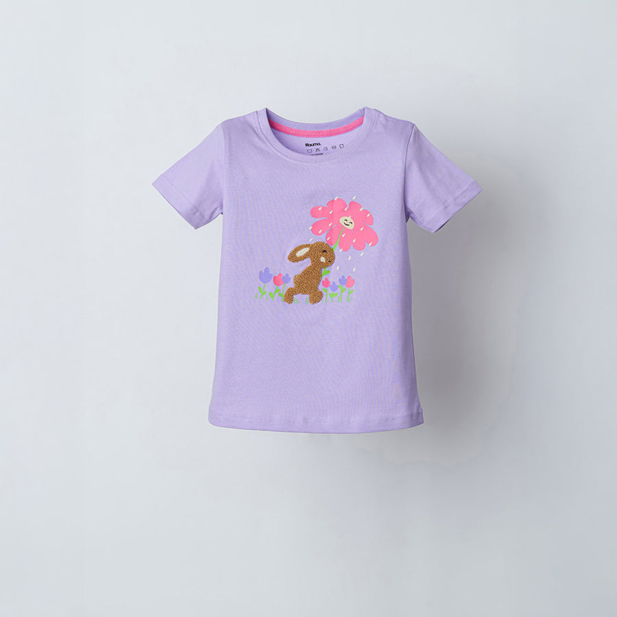 Girls Bunny Embroidered T-shirt & Pink Shorts Set