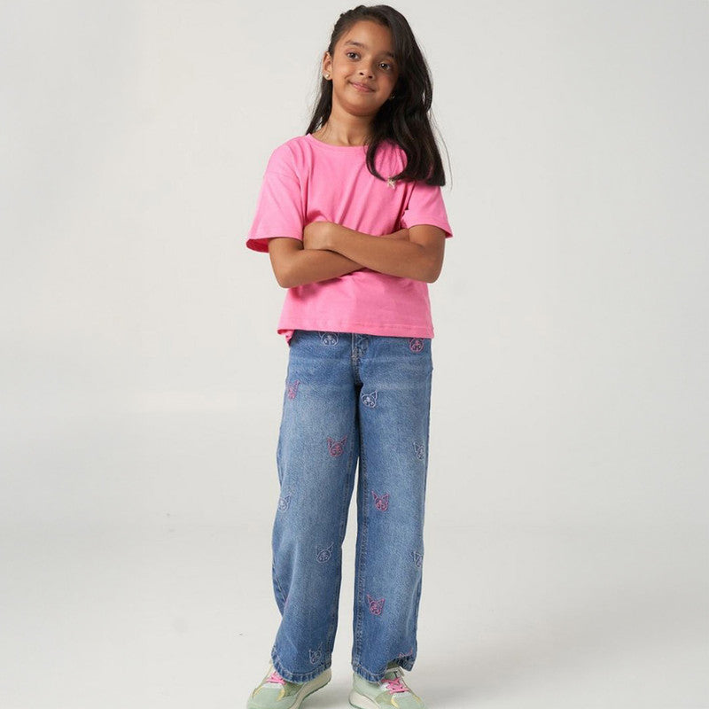 Pink Logo Embroidered Tshirt