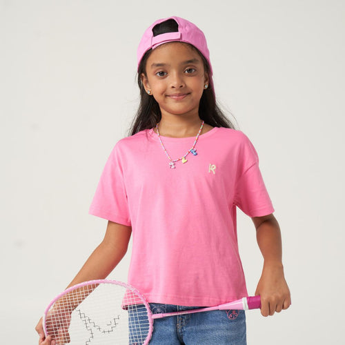 Pink Logo Embroidered Tshirt
