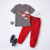 Boys Applique T-shirt & Red Joggers Set