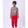 Boys Applique T-shirt & Red Joggers Set