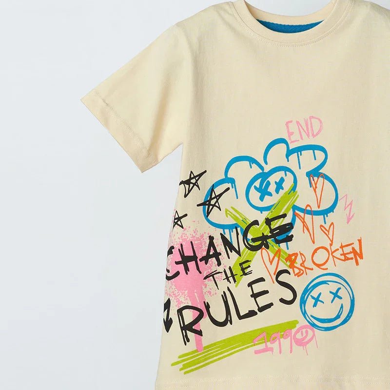 Boys Graffiti T-shirt & Olive Shorts Set