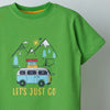 Boys Green Graphic T-shirt & Beige Shorts Set