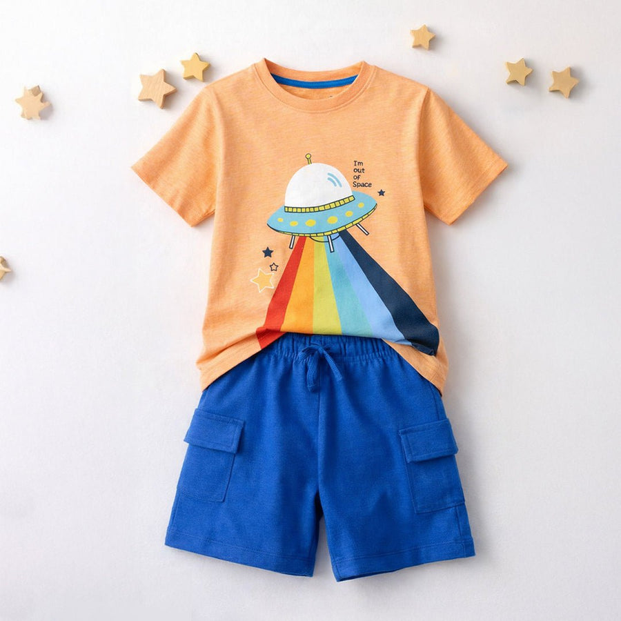 Boys UFO Graphic T-shirt & Blue Shorts Set