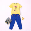Boys Yellow T-shirt & Blue Joggers Set