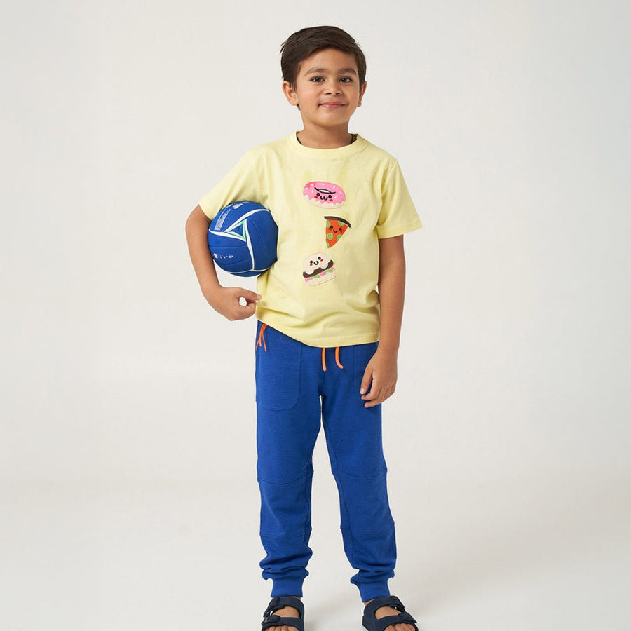 Boys Yellow T-shirt & Blue Joggers Set