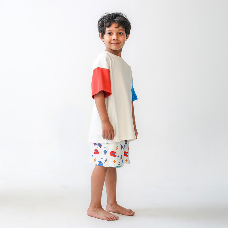 Colorblock T-shirt & Traveller Shorts Set