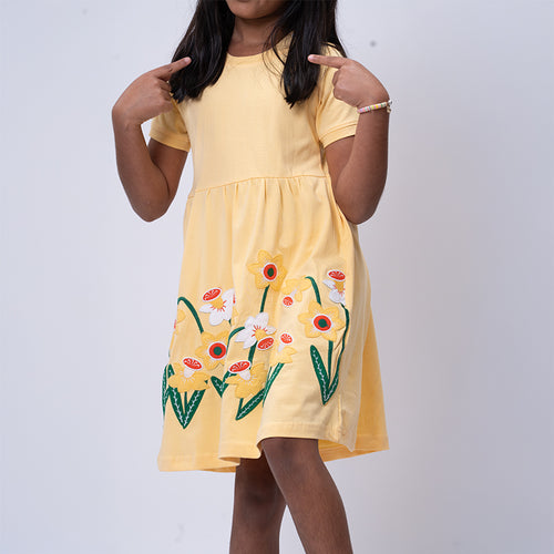 Peach Applique Dress