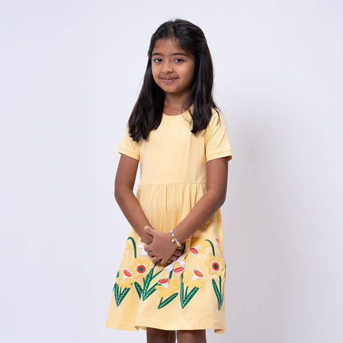 Peach Applique Dress