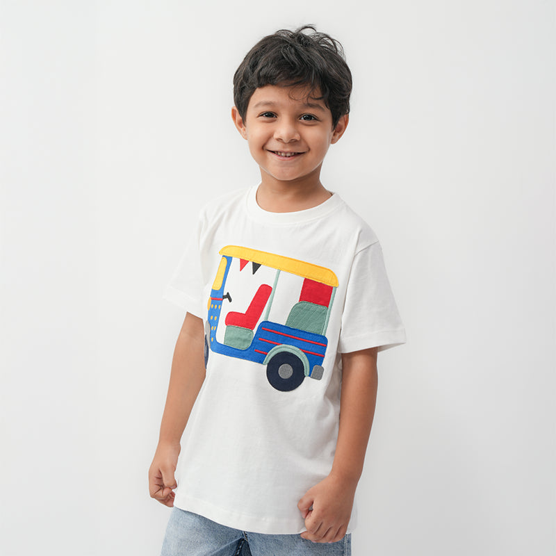 Color pop Applique White T-shirt