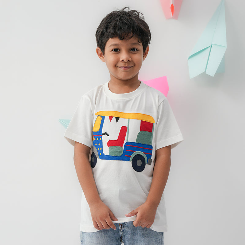 Color pop Applique White T-shirt