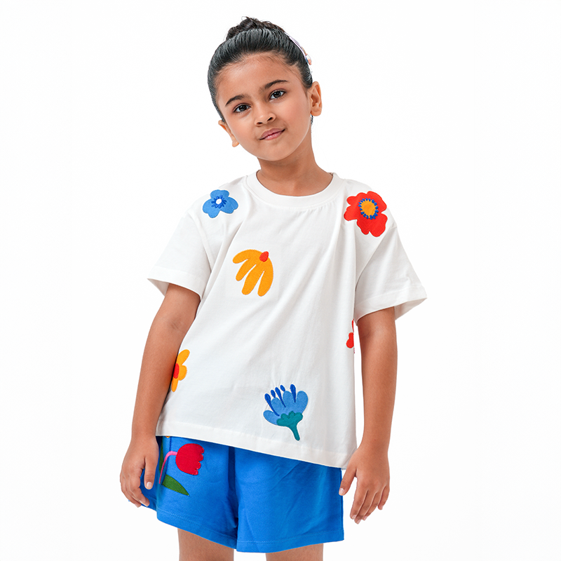 Floral Applique T-shirt & Shorts Set