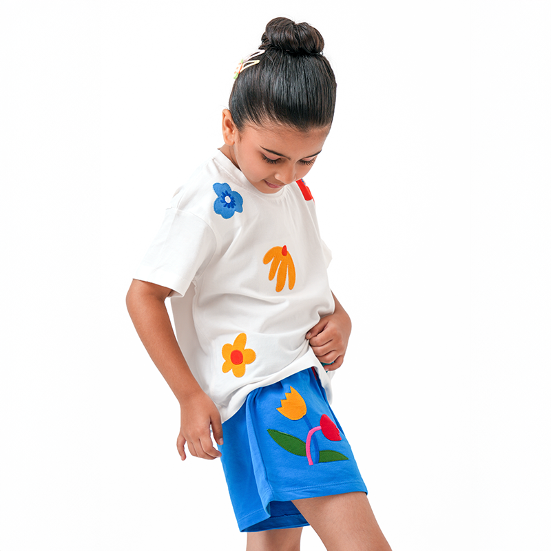 Floral applique shorts