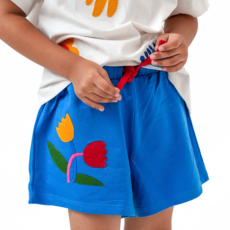 Floral applique shorts