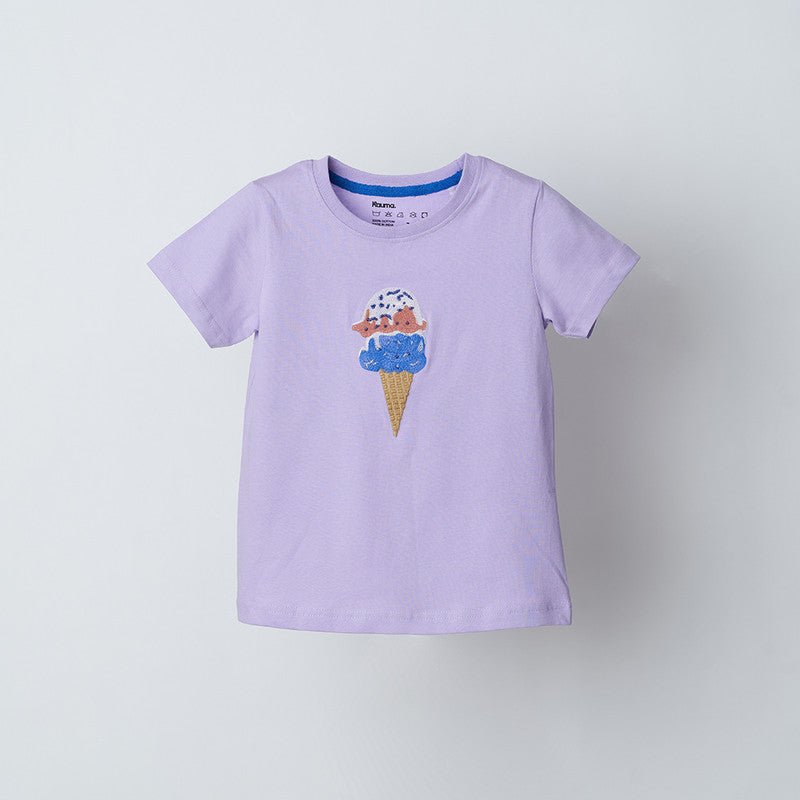Girls Ice-Cream Embroidery T-shirt & Shorts Set