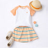 Girls Logo T-shirt & Striped Skirt Set
