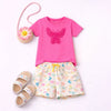 Girls Pink Butterfly T-shirt & Floral Shorts Set