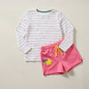Girls White Printed T-shirt & Pink Shorts Set