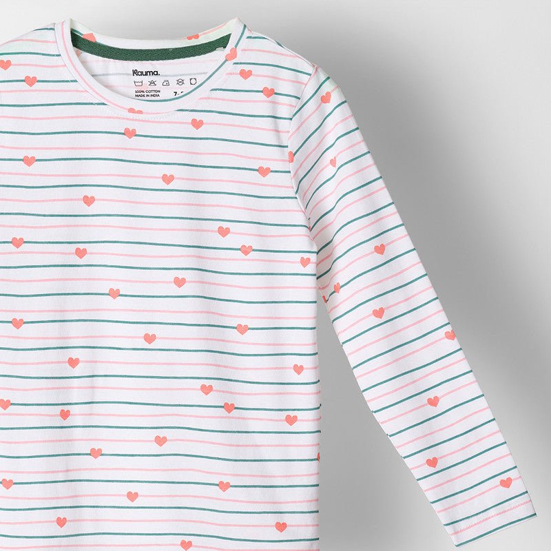 Girls White Printed T-shirt & Pink Shorts Set