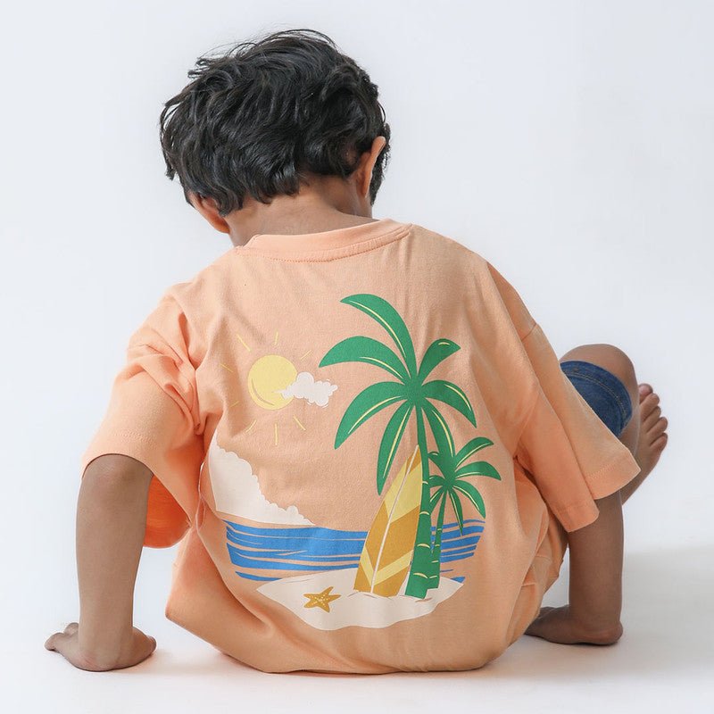 Peach Tropical Printed Tshirt