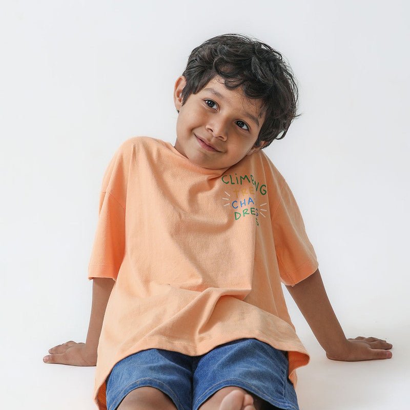 Peach Tropical Printed Tshirt