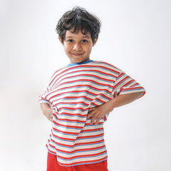 Red-Blue Stripe Print Tshirt