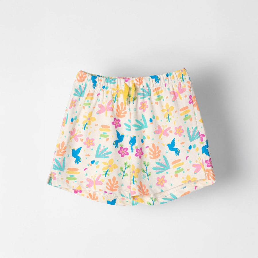 White Printed Shorts