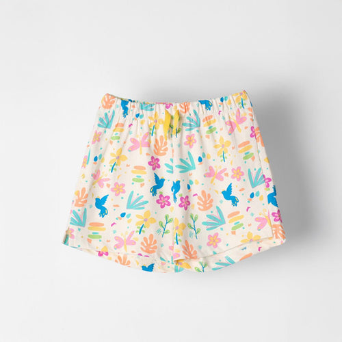 White Printed Shorts