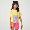 Yellow Astronaut T-shirt & Pink Applique Shorts Set